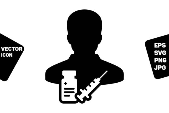 Avatar Icon Vector with Vaccine Syringe Graphics