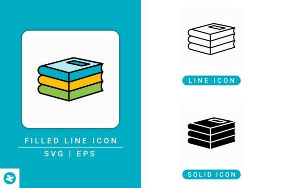Book Icons Set for Graphics and Icons