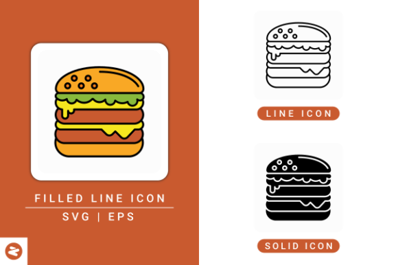 Burger Icons Set for Graphics and Icons