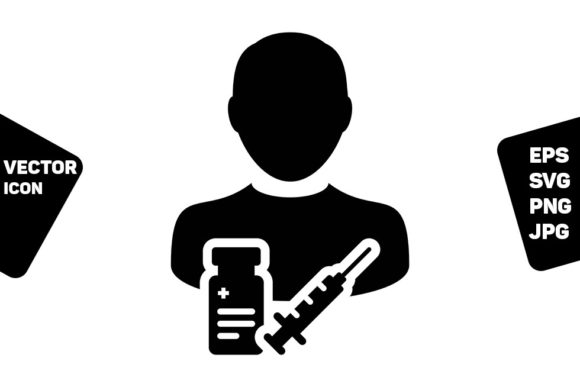 Clinic Icon Vector with Vaccine Syringe