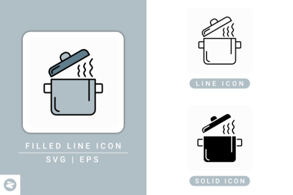 Cooking Pot Icons Set for Graphics and Icons