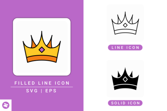 Crown Icons Set for Graphics and Icons