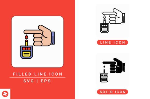 Diabetes Test Icons Set: Graphics and Icons for Health Content