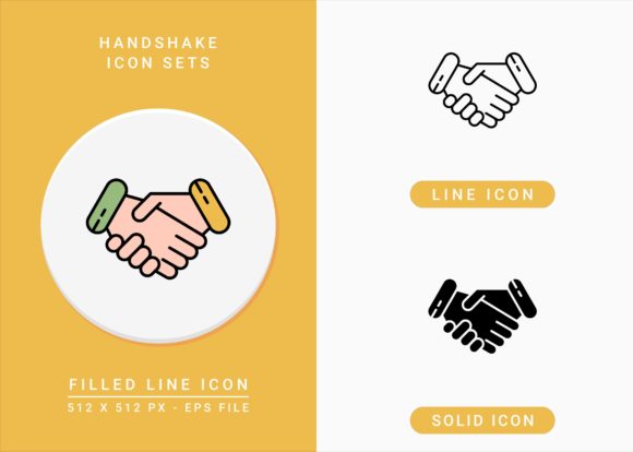 Handshake Icons Set for Graphics and Icons