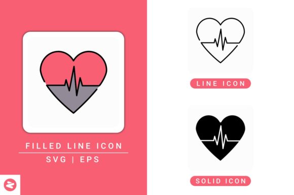 Heartbeat Icons Set: Graphics and Icons for Modern Design
