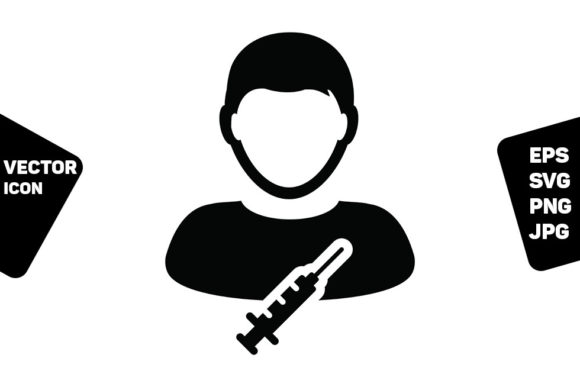 Injection Icon Vector with Vaccine Graphics and Icons