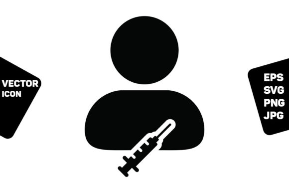 Injection Icon Vector with Vaccine User