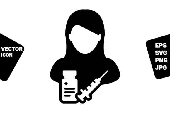 Medical Icon Vector with Vaccine Syringe