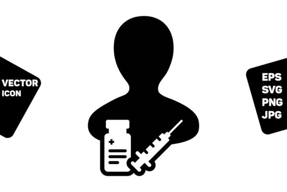 Nursing Icon Vector with Vaccine Syringe