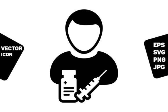 Patient Icon Vector with Vaccine Syringe