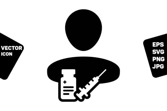 Person Icon Vector with Vaccine Syringe Graphics