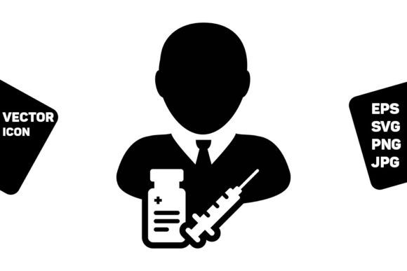 Pharmaceutical Icon Vector with Vaccine