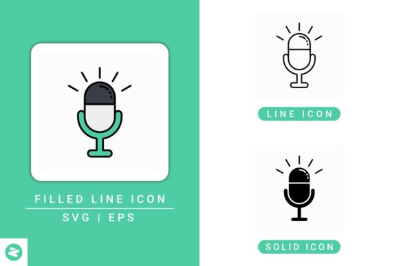 Podcast Icons Set for Graphics and Icons