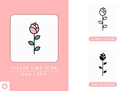 Rose Icons Set for Handmade Graphics