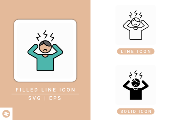 Stress Icons Set: Graphics and Icons for Emotional Design