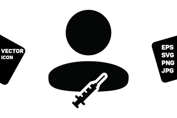 Syringe Icon Vector with Vaccine Male