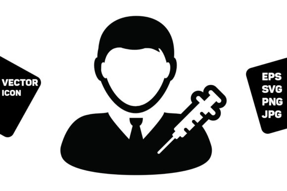 Vaccine Icon Vector with Syringe Male