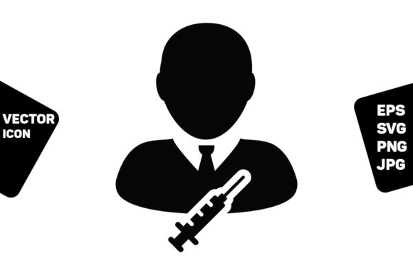 Vaccine Icon Vector with Syringe User